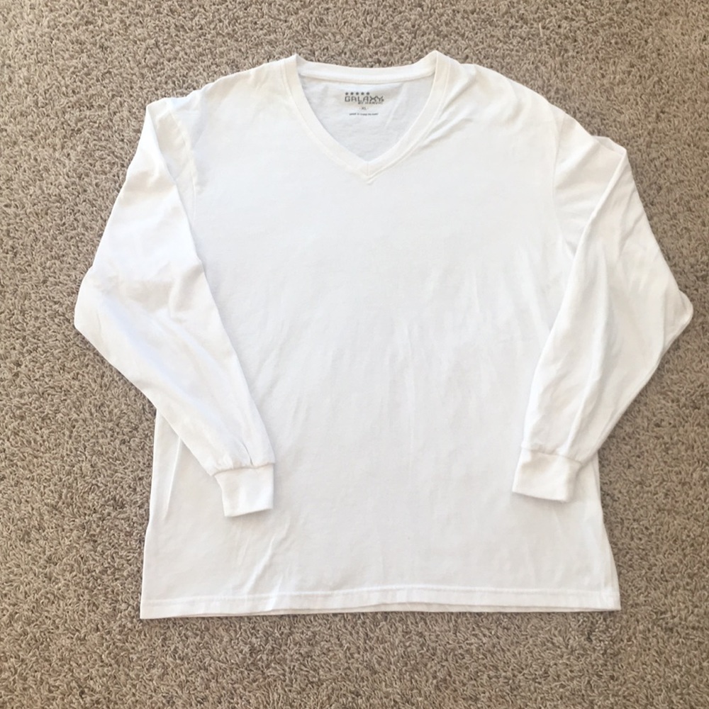 White long sleeve v shirt galaxy by Harvic